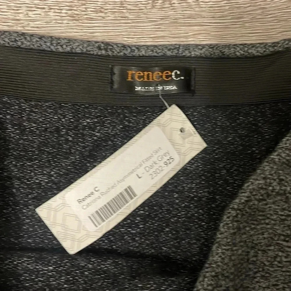 Renee C catriona ruche asymmetrical fitted dark gray skirt Size Large - Picture 3 of 5